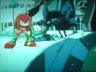 Knuckles confronting the robot